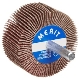 Merit Super Finish Mandrel Mounted Mini Grind-O-Flex Abrasive Flap Wheel, Round Shank, Ceramic Aluminum Oxide, 2" Dia., 1/2" Face Width, Grit 180, 25000 Max RPM (Pack of 10)