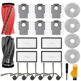 Replacement Kit for Roborock Saros 10R Robot Vacuum Cleaner, 1 Dual Main Brush, 4 HEPA Filters, 4 Mop Pads, 6 Side Brushes, 6 Dust Bag, 23 Pcs Saros 10R Accessories