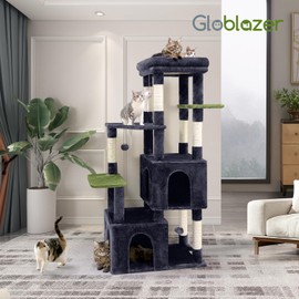 Globlazer F61 Cat Tower for Indoor Cats, Heavy Duty Cat Trees for Large Cats Adult Big Cats Maine Coon Cat Tree Tower with Scratching Post, Extra Large Top Perch, Cat Condos, Dark Grey, 61inch