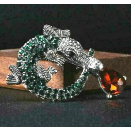 Unbranded Amphibian Jewel ALLIGATOR Reptile CROCODILE Rhinestone Necklace Pendnt Brooch