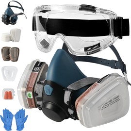 Tigvio Respirator Mask, Gas Mask Set, Dust Mask for Painting, Vapours, Protection Loops, Dust Masks, Respirator Protection, Fine Dust, Protective Mask with Goggles, Dust Mask with Filter