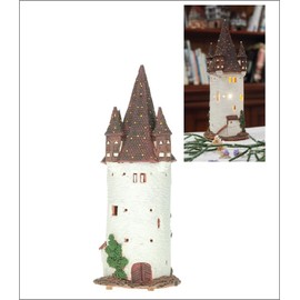 Midene Handmade Ceramic Art Tealight Candle Holder Room Decoration Handcrafted Collectible Miniature Light House Rapunzel Tower in Lindau, Germany C257