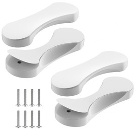YogePote 4 Pack White Adhesive Cabinet Knobs, 3 Inch No-Drill Self-Stick Pull Handles, Aluminum Alloy Stick on Drawer Knobs for Sliding Barn/Balcony Doors, Windows, Closets, Wardrobes (4, White)