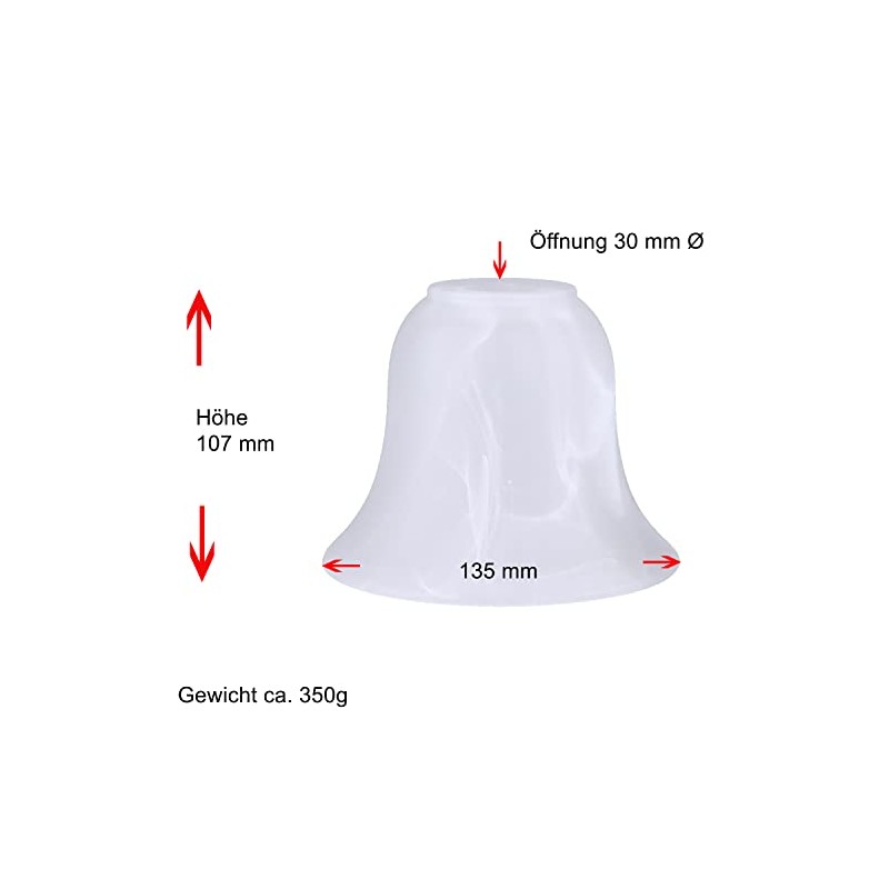 Lamp Glass White Diameter 135 mm Alabaster Glass Replacement Glass