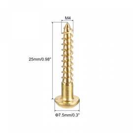 sourcing map Wood Screws M4 x 25mm Slotted Round Head Brass Self-Tapping Screw 20 Pcs