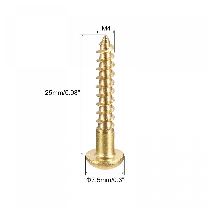 sourcing map Wood Screws M4 x 25mm Slotted Round Head