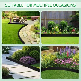 Lmiaiwe 40 FT Landscape Edging No Dig [Extra Tall 4 Inch High] with 36 Spikes, Heavy-Duty Plastic Garden Edging Border (Black, 40 FT)