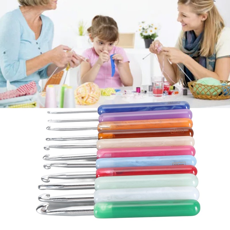 11PCS Set Knitting Crochet Hook Ergonomic Aluminum Crochet Hooks Set