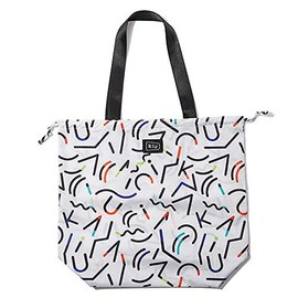 KiU K82-198 Waterproof Waterproof Tote Bag, 2-Way Eco Bag, Compact, Packable, Foldable, Cute, Stylish, Unisex, Geometric Off