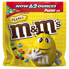 M&M's Peanut Candy 62 Oz Pantry Size Resealable Bag