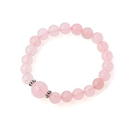 TreasureBay Handmade Womens 8-12mm Natural Power Healing Gemstone Beaded Stretchy Bracelet (Rose Quartz)