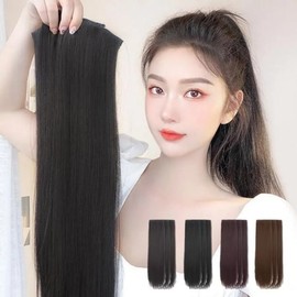 One-touch straight hair part hair piece snap wig (WFLO63R) dark brown - FREEWFLO63R / 원터치 생머리 부분 헤어 피스 똑딱이 가발 3피스 (WFLO63R) 흑갈색 - FREEWFLO63R