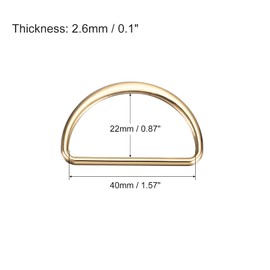 sourcing map Pack of 15 Metal D Rings Buckles 40 mm (1.57 Inches) 2.6 mm Thick Welded D-Rings Buckle for Webbing Sewing Clothing Bands Bags Belt DIY Accessories Gold Tone, Gold tone