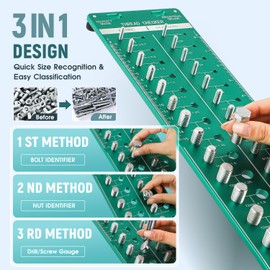 Antstone 34 Nut and Bolt Thread Checker 15 Metric & 19 Standard & 8 Drill Gauge Size Checker Thread Identifier Gauge for Bolt Nut Drill Screw with Inch and Centimeter Ruler