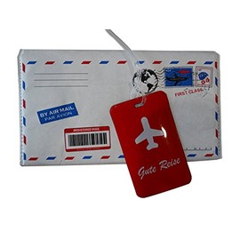 Envelope Travel Organiser in the Shape of an Envelope + Suitcase Tag "Gute Reise" [Good Travel], White, Flat