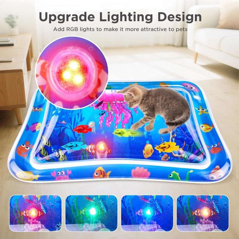 Fatbee Interactive Light-Up Cat Water Play Mat with Floating Fish