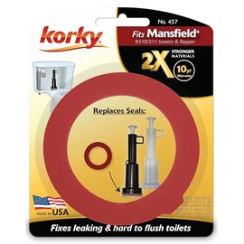 Korky 457 2X Long Life Seal Fits Mansfield 210 and 211 Fixes Leaking Tower Style Valves and Hard-to-Flush Toilets-Easy to Install-Made in USA, Red