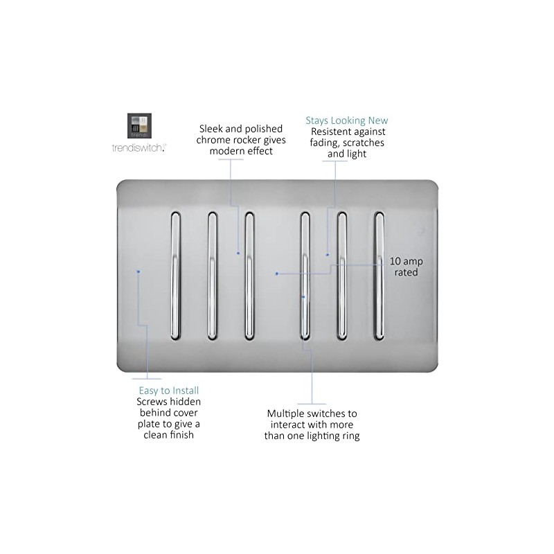 Trendi Artistic Modern Glossy 6 Gang 2 Way Rocker Double