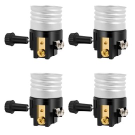 Baocuz UL Listed E26 Light Socket with ON/Off Switch Knob - Replacement Parts for Table & Floor Lamps (4 Pack)