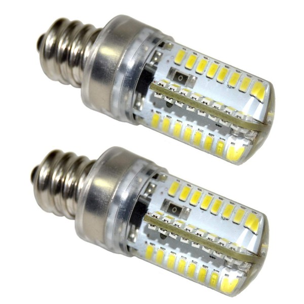 HQRP 2-Pack 7/16" 110V LED Light Bulbs Cool White for Brother LS-2125 / LS-2125b / LS-2125i / LS-2129 / LS-2130 / LS-2150 / LS-2160 Sewing Machine Plus HQRP Coaster
