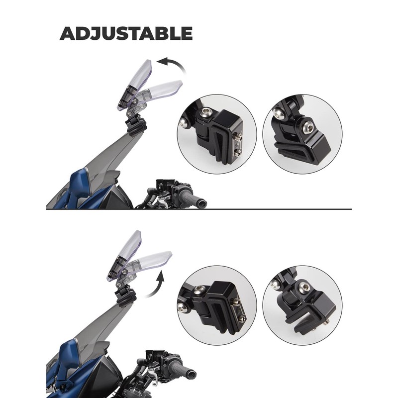 KEMIMOTO Motorcycle Windshield Upgraded Aluminum Metal Heightened Windshield Extension Spoiler