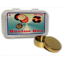 BRASS BOSTON COIN BOX Magic Trick Penetrate Hand Table Close Up Quarter Okito
