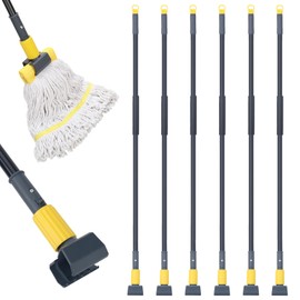 KeFanta Metal Mop Handle Commercial Heavy Duty,58" Industrial Mop Stick with Jaw Clamp,Wet Gripper Mops Head Replacement Holder for Floor Cleaning(6 Pack)