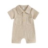 Lukivech Newborn Baby Boy Clothes Waffle Knit Short Sleeve Romper