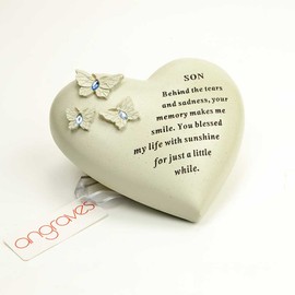 Angraves Special Son Butterfly Gem Heart Graveside Memorial Ornament Plaque