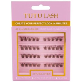 Tutu Lash Caramel Lashes Brown DIY Cluster Lashes ANGEL EYES 40 x cluster lashes self application easy to apply lashes lash cluster box re-usable vegan (Angel Eyes Brown Cluster Lashes)