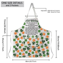 Irish Blessing Cooking Kitchen Apron Irish Blessing Gifts for Women Men Irish Prayer Chef Baking Garden BBQ Apron with Pocket (Irish Blessing apron wh)