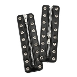 Soletec Leather Lace-in Boot Zipper Inserts for All Brands, Tieless Shoe Laces, 8 Black Eyelets, 1 Pair, Silver Eyelet