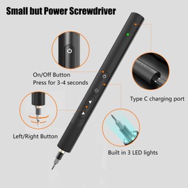 Mini Electric Screwdriver Kits, 47 in 1 Precision Electric Screwdriver, Power Screwdriver Sets with 40 Bits, Small Electric Screwdriver Cordless for Camera, Laptop-Black