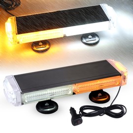 Nrgedzam 78 LED Emergency Rooftop Strobe Lights Bar, High Visibility Safety Flashing Traffic Advisor Emergency Warning Strobe Light with Magnetic for Trucks Construction Vehicles Pickup (Amber/White)