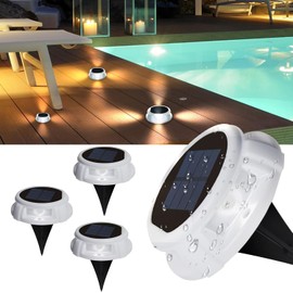 USOKYO Solar Driveway Lights Dock Marine Lights 4 Pack, Outdoor LED Deck Lights,Solar Powered Waterproof Outdoor Waterproof Road Markers for Pathway Step Stair Garden Ground Sidewalk Yard