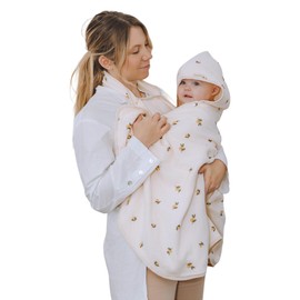 ÜneeQbaby Hands-Free Baby & Children's Bath Towel, 100% Cotton Hooded Bath Towel, Apron Towel for Safe Babies, Boys, Girls for Bath Time (Lemons)