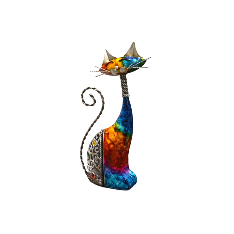 Juliana Design Natural World Hand Painted Decorative Multicolour Cat Ornament