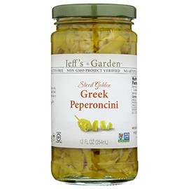 Jeffs Naturals Garden Sliced Golden Greek Pepperoncini, Gluten Free, Non GMO, 12 Ounce (Pack of 6)