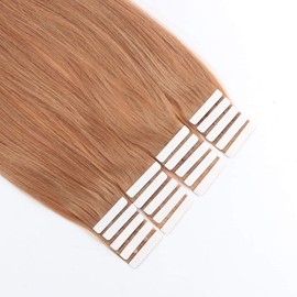 ABH AmazingBeauty Hair Semi-permanent Pre Taped Real Remi Remy Human Tape in Human Hair 50g 20pcs Skin Weft Invisible Seamless Reusable Platinum Light Auburn Color 30 22 Inch
