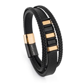Akitsune Fabula Leather Bracelet, Women's Men's Magnetic Clasp Stainless Steel Men's Bracelet, stainless steel