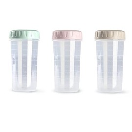 K&G Set of 3 Measuring Cups 500 ml with Airtight Lid, BPA-Free, Dishwasher Safe - Ideal for Kitchen, Stackable in Mint, Rose & Taupe