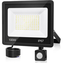 VRFMALIY LED Strahler mit Bewegungsmelder Außen 100W,10000LM 7000K LED Fluter Außen,Kaltweiß Superhell Scheinwerfer,IP67 Wasserdicht Scheinwerfer für Garten,Innenhöfe,Garage,Haus