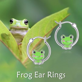 NIFUNAO Frog Hoop Earrings 925 Sterling Silver Frog Huggie Earrings Hoop Earrings Frog Jewelry for Women Sensitive Ears