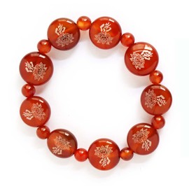 "Lotus Hua" Amulet Bracelet with Germanium (Red)