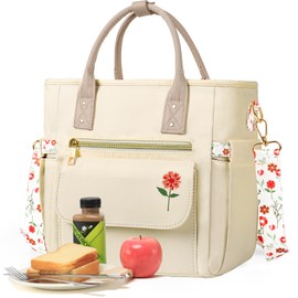 GLORIEROO Deluxe Large Insulated Lunch Bag Box Women - Leakproof Waterproof Cooler with Multi Pockets Removable Strap for Work Picnic - Teacher Mothers Day Christmas Birthday Gifts