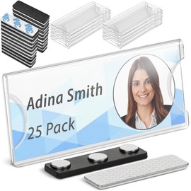 Mifflin-USA - Premium Acrylic Magnetic Name Tag Kit - 25 PK, 3x1", Clear - Customizable & Reusable Name Badge Holders w/Strong Neodymium Magnetic Backing & Paper Inserts for School, Office & Events
