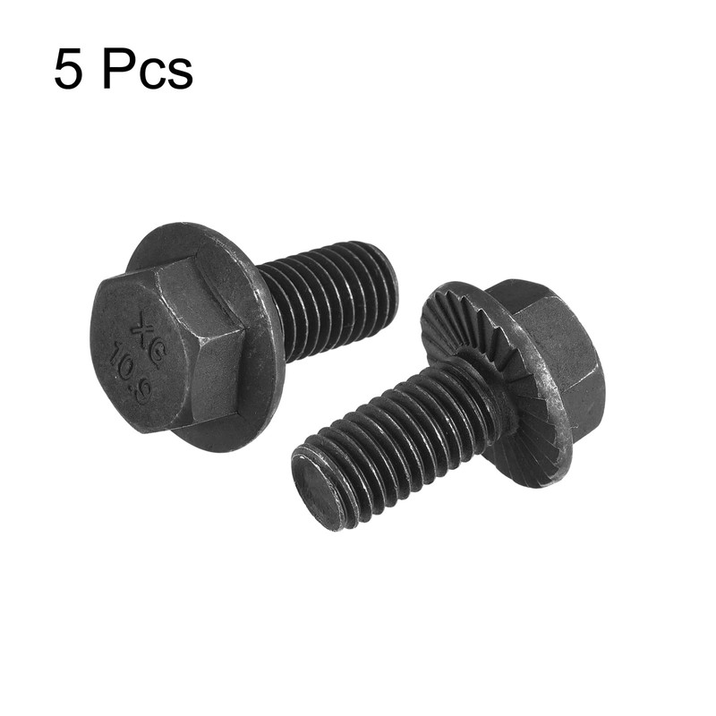 sourcing map M10x20mm Hex Serrated Flange Bolts 10.9 Grade Carbon