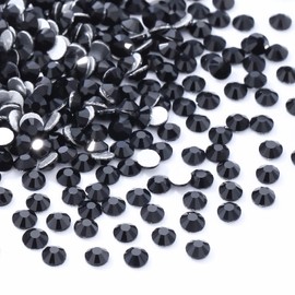 Meibite Black Flatback Rhinestones, Glass Rhinestones for Nail Art and Craft, Glue Fix, Loose Crystal Gemstones(Black, SS10, 1440pcs, 2.7-2.8mm)