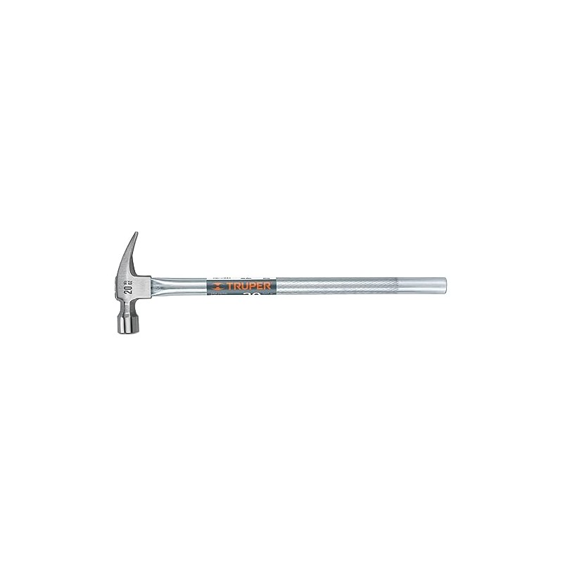 Truper MTR-20X, Martillo uña recta, mango tubular, con alojamiento, 20