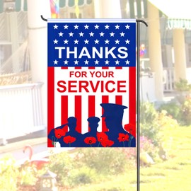 Remagr Veterans Day Garden Flag Set 2 House Flag 28 x 40 and Garden Flag 12x18 Different Patterns on Double Sides Thank You Veterans Home Decor Military Outdoor Memorial Yard Banner Veteran Gifts